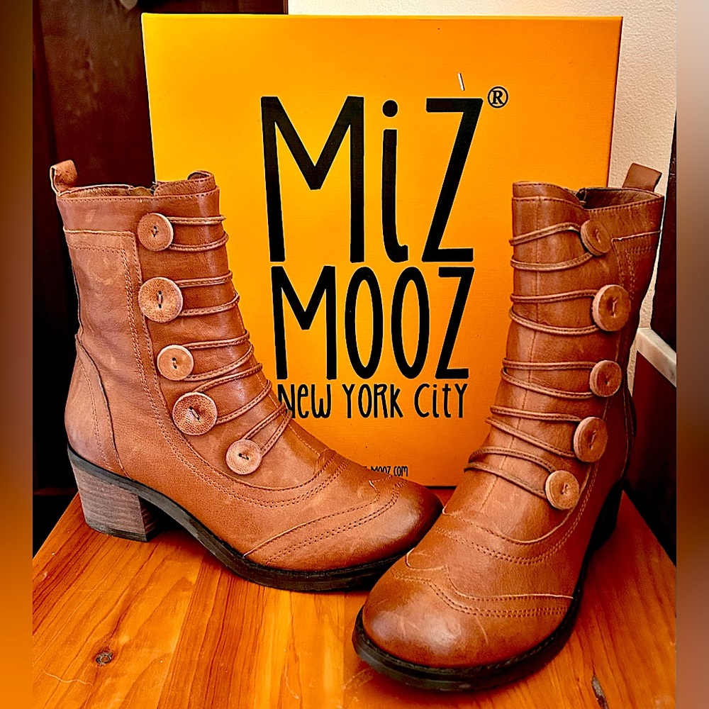 Miz Mooz Leather Megan Button Whiskey US Boot 8M